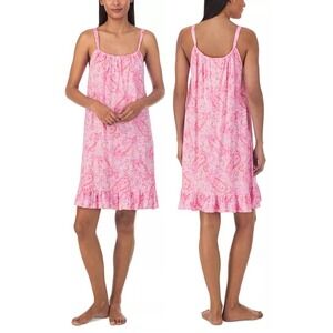 Lauren Ralph Lauren Women Short Tunnel Neck Strap Nightgown Pink Paisley Size L